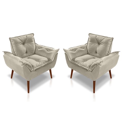 Kit 02 Poltrona Opala Decorativa 4 Almofadas 40 X 40