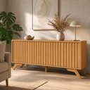 Ver imagem 1 de Balcão Buffet 4 Portas Ripadas MDF Carvalho Rosé 180cm Dalla Costa Móveis