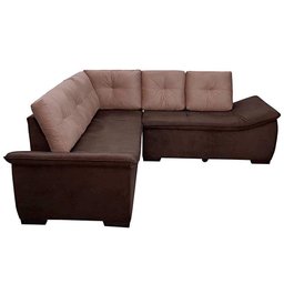 Sofá de Canto 4 Lugares Suede New Alphaville Castor | Café - Sofá Casa - 3