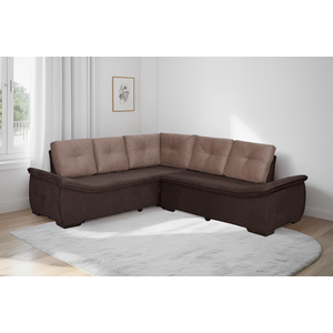 Sofá de Canto 4 Lugares Suede New Alphaville Castor | Café - Sofá Casa
