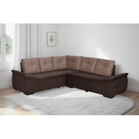 Sofá de Canto 4 Lugares Suede New Alphaville Marrom Castor | Café