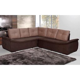 Sofá de Canto 4 Lugares Suede New Alphaville Castor | Café - Sofá Casa - 2