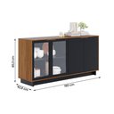 Ver imagem 4 de Aparador Buffet Vitoria 2 Portas Mdp 2 Vidro e Prateleiras Noce Milano/preto Fosco