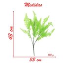 Ver imagem 2 de Kit 4 Ramos Decoração Arranjo Samambaia Planta Artificial Plástico Verde 5 Galhos Cada 43cm