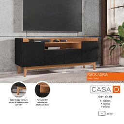 Rack para TV até 60 Polegadas 4 Portas 1 Nicho 158cm Adria Versátile  - 10