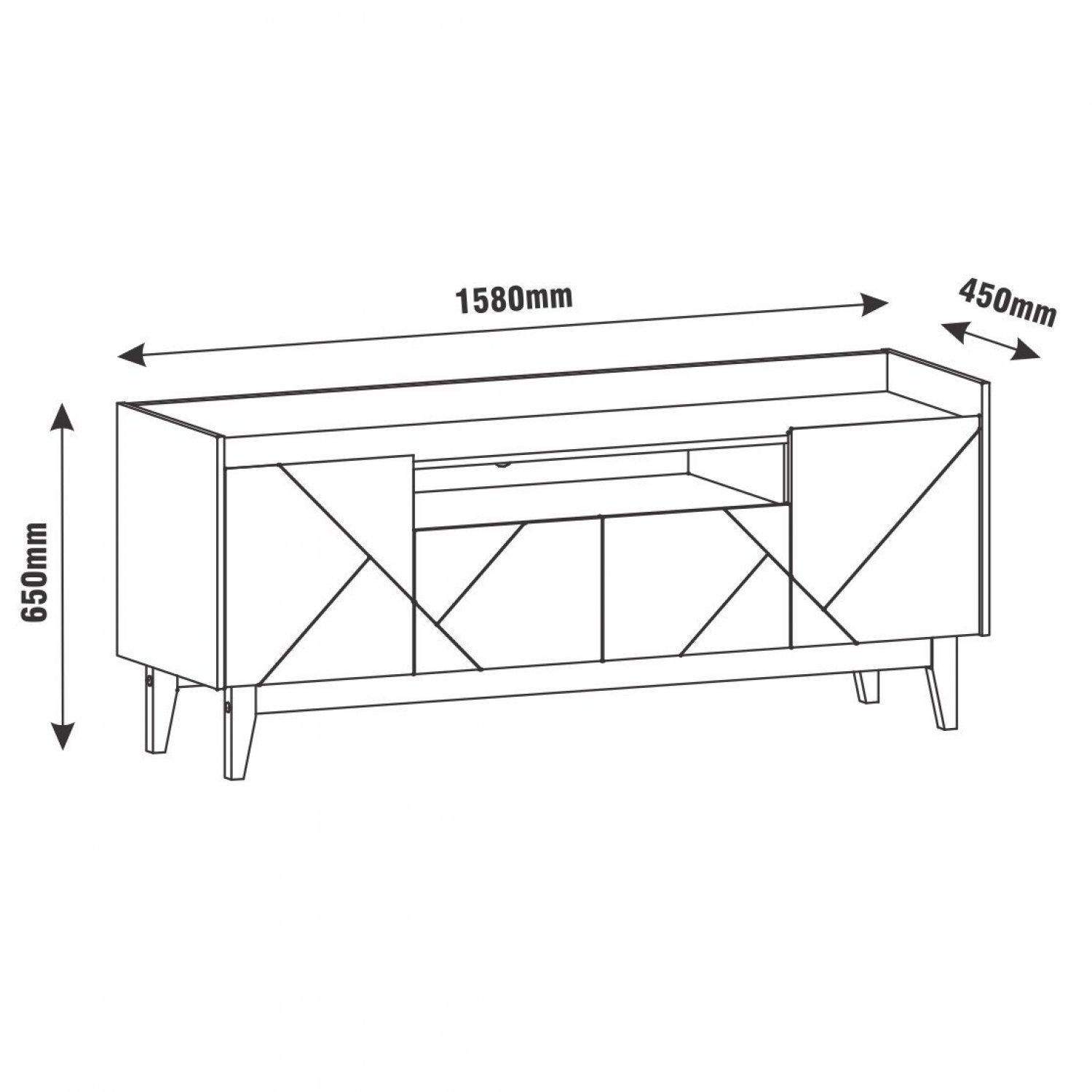 Rack para TV até 60 Polegadas 4 Portas 1 Nicho 158cm Adria Versátile  - 4