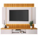 Ver imagem 5 de Painel para TV 55 pol Ripado com Bancada Suspensa Luzzi B01 Off White Cinamomo - Lyam Decor