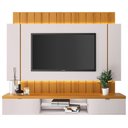 Ver imagem 2 de Painel para TV 55 pol Ripado com Bancada Suspensa Luzzi B01 Off White Cinamomo - Lyam Decor