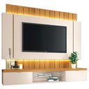 Ver imagem 2 de Painel para TV 55 pol Ripado com Bancada Suspensa Luzzi B01 Off White Cinamomo - Lyam Decor