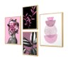 Kit 4 Quadros para Decoração Mulher Flores Plantas Quarto - 1