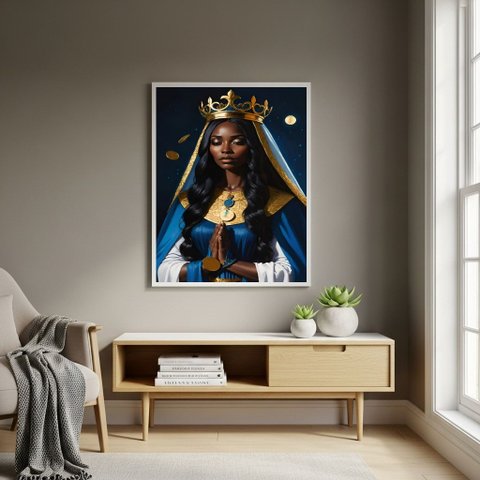 Quadro Decorativo Arte de Santa Sara Kali - 70x50cm:moldura Preta