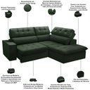 Ver imagem 4 de Sofá 3 Lugares Retrátil Reclinável Chaise Direito 243cm Solin F04 Veludo Verde - Lyam Decor