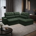 Ver imagem 3 de Sofá 3 Lugares Retrátil Reclinável Chaise Direito 243cm Solin F04 Veludo Verde - Lyam Decor