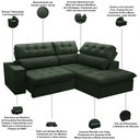 Ver imagem 3 de Sofá 3 Lugares Retrátil Reclinável Chaise Direito 243cm Solin F04 Veludo Verde - Lyam Decor