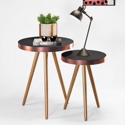 Conjunto de Mesas Laterais Sala de Estar Malaga e Puff Decorativo Porto Corano Preto - Desk Design - 5 Conjunto de Mesas Laterais Sala de Estar Malaga e Puff Decorativo Porto Corano Preto - Desk Design - 5