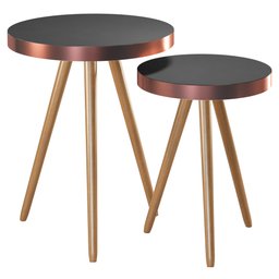 Conjunto de Mesas Laterais Sala de Estar Malaga e Puff Decorativo Porto Corano Preto - Desk Design - 7 Conjunto de Mesas Laterais Sala de Estar Malaga e Puff Decorativo Porto Corano Preto - Desk Design - 7