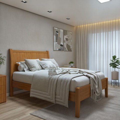 Cama Casal 140cm Classic Amêndoa Mel