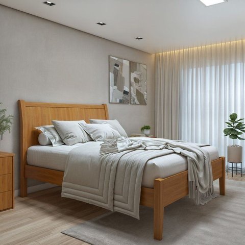 Cama Queen 160cm Classic Amêndoa Mel