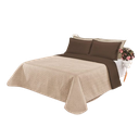 Ver imagem 1 de Cobre leito Cobertor 2 travesseiros quarto casal 2,60x2,40: Bege Marrom