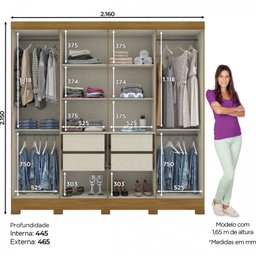 Guarda-Roupa Casal 8 Portas 4 Gavetas Devon Henn - 4