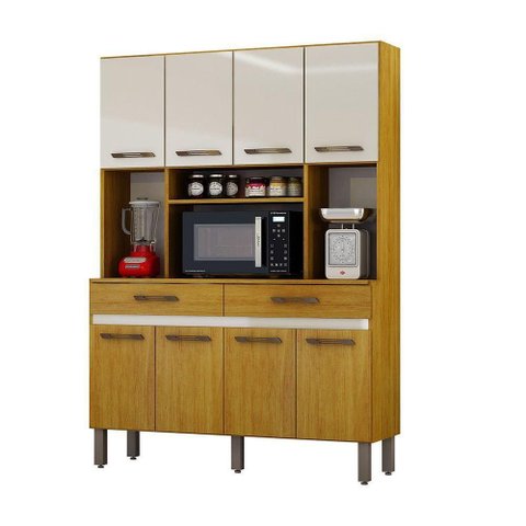 Armário de Cozinha New Ventura 8pts e 2 Gavetas Mobilihouse Cinamomo/off White