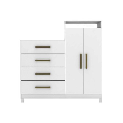 Cômoda de Quarto Áurea C/ 2 Portas 4 Gavetas e Pés Branco - Demóbile