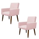 Ver imagem 1 de Kit 2 Poltronas Decorativa Sala e Quarto Nina Suede Herrero Cor:rosa Bebê