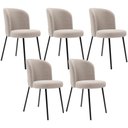Ver imagem 1 de Kit 5 Cadeiras Sala de Jantar Estofada Gavi L02 Bouclê Creme - Lyam Decor