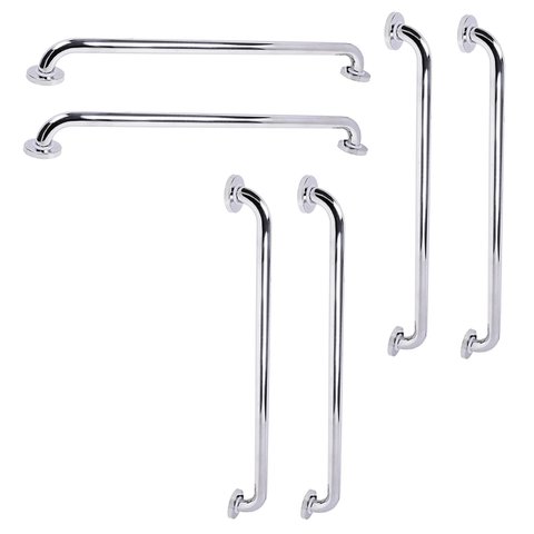 Barra de Apoio 70cm Inox Kit 6 Unidades Criança Idoso Gestante Banheiro Box Segurança Suporte Resist