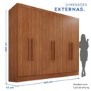 Ver imagem 3 de Guarda-Roupa Casal 6 Portas e 2 Gavetas Safira Marrom/Cinamomo