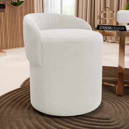 Puff Banqueta Living Gaia Orgânico com Encosto Baixo Bouclê Off White - Desk Design - 2