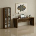Ver imagem 1 de Conjunto de Escritório 2 Peças com Escrivaninha ME4185 e Armário ME4115 com 2 Portas de Vidro