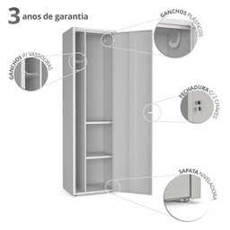 Armário de Aço Resistente Multiuso Lavanderia Limpeza Dispensa c/Chave Cinza - 6 Armário de Aço Resistente Multiuso Lavanderia Limpeza Dispensa c/Chave Cinza - 6