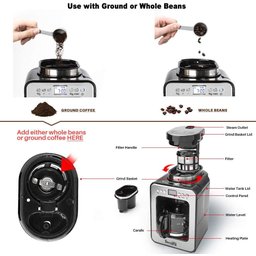 Secura Cafeteira Automática com Moedor e Jarro de Vidro 17oz (preto) - 4