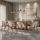 Ver imagem 4 de Mesa de Jantar 8 Lugares Oval Base Orgânica Ripada 220cm Speranza B05 Amêndoa Cinamomo - Lyam