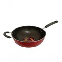 Ver imagem 1 de Panela Wok Antiaderente Grande 28cm Cabo Duplo Cor Cereja