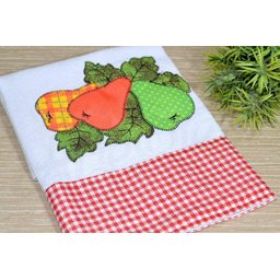 Kit Pano de Prato em Patchwork com 5 pçs - Frutas Arte & Tear Kit Pano de Prato Patchwork - 5
