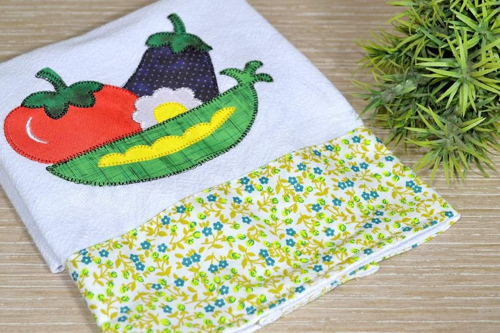 Kit Pano de Prato em Patchwork com 5 pçs - Frutas Arte & Tear Kit Pano de Prato Patchwork - 6