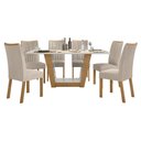 Ver imagem 2 de Conjunto Mesa Com Tampo 6 Cadeiras Naturale Apogeu Móveis Lopas
