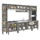 Ver imagem 2 de Cozinha Modulada Completa Max 295 Cm Balcão Pia Cooktop Nicho Forno Mdp Cinza Champanhe - Clicklar