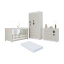 Ver imagem 1 de Quarto de Bebê Completo Berço Americano 3 em 1 Colchão Sonho Multimóveis Mp4639 Branco/off White