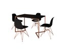 Ver imagem 2 de Mesa Industrial Base Ferro Cobre em V Tampo 137x90 Preto 4 Cadeiras Eames Assento Preto Ferro Cobre