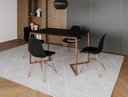 Ver imagem 1 de Mesa Industrial Base Ferro Cobre em V Tampo 137x90 Preto 4 Cadeiras Eames Assento Preto Ferro Cobre