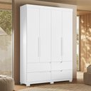 Ver imagem 2 de Guarda Roupa Solteiro Doble 4 Portas e 4 Gavetas Flex Branco/freijó - Móveis Albatroz