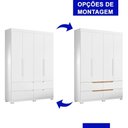 Ver imagem 5 de Guarda Roupa Solteiro Doble 4 Portas e 4 Gavetas Flex Branco/freijó - Móveis Albatroz
