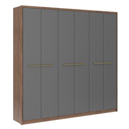 Guarda Roupa Casal 6 Portas e 3 Gavetas Belmont Carraro Freijo com Cinza Titanio - 4