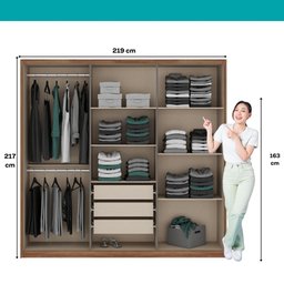 Guarda Roupa Casal 6 Portas e 3 Gavetas Belmont Carraro Freijo com Cinza Titanio - 8