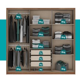 Guarda Roupa Casal 6 Portas e 3 Gavetas Belmont Carraro Freijo com Cinza Titanio - 7