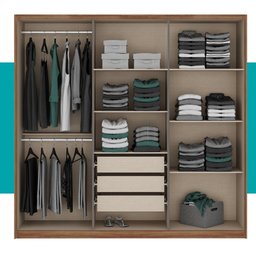 Guarda Roupa Casal 6 Portas e 3 Gavetas Belmont Carraro Freijo com Cinza Titanio - 6