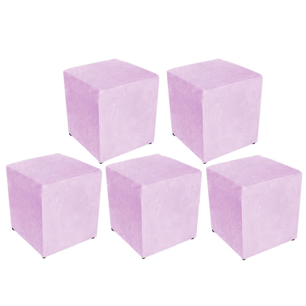 Kit 5 Puff Dado Corino Rosa Bebê - Móveis Mafer - 1